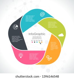 colored template of business info graphic with different options showing team work process