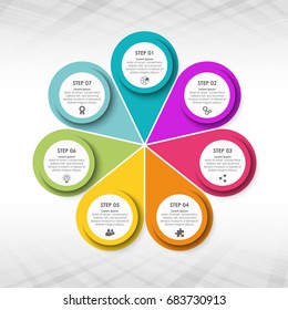 colored template of business info graphic with different options showing team work process