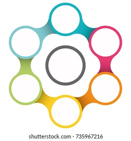 colored template of business info graphic with different options showing team work process