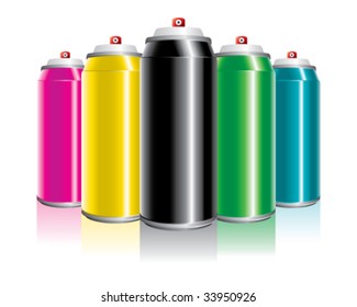 Metallic Cans Spray Paint Various Colors Stock Vector (Royalty Free