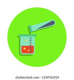 colored test tubes in green badge icon. Element of science and laboratory for mobile concept and web apps. Detailed test tubes icon