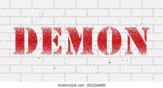 Colored text illustration, brick wall background with grunge texture. Design element for print, poster, label, sticker. Vector illustration. Symbol for halloween.