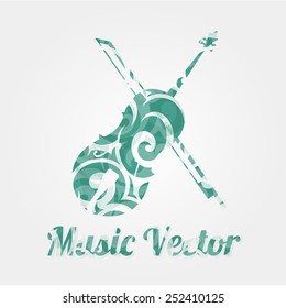 colored textured background violin on white