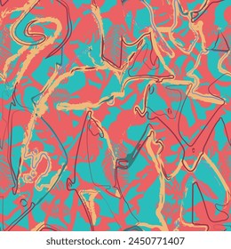 colored Textured Pattern. Creative doodle art pattern with different shapes and textures. Ethnic colorful flower and line geometric doodle texture. Curved doodling background
