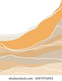 Colored textured vector background with marine, sand abstract lines and shapes. Marble, stone, beige quartz, stripes.