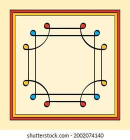 Colored Thai Yantra, overlapping squares with looped corners, also Ring of Solomon. Ancient symbol, first depicted in the Indus valley, used as seal or protection on a ring, amulet or talisman. Vector