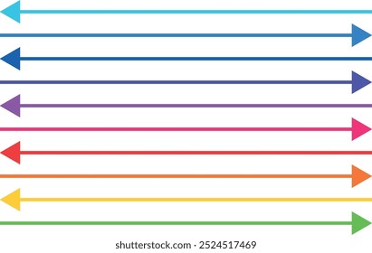 setas grossas coloridas em estilo lgbt, setas horizontais