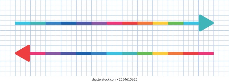 colored thick arrows in lgbt style. notebook school sheet