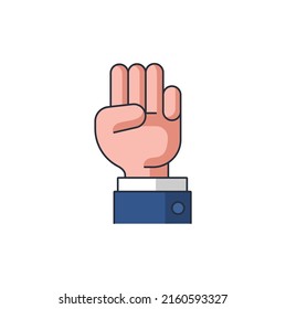 Colored thin icon of 3 fingers hand, sign and symbol sign concept vector illustration.