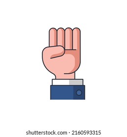 Colored thin icon of 4 fingers hand, sign and symbol sign concept vector illustration.