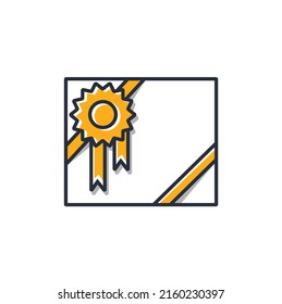 Icono delgado y coloreado de la ilustración vectorial de concepto de papel, negocio y finanzas certificada.