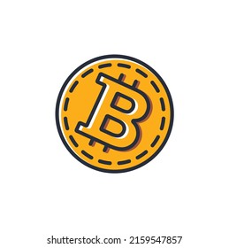 Colored thin icon of cryptocurrency coin, business and finance concept vector illustration.