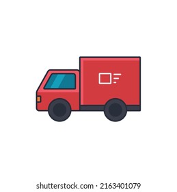 Colored thin icon of delivery truck, business and transportation concept vector illustration.