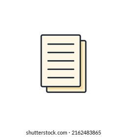 Farbige, dünne Ikone von Dokumenten, Geschäfts- und Finanzkonzept, Vektorgrafik.