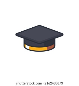 Colored thin icon of graduated cap, education concept vector illustration.