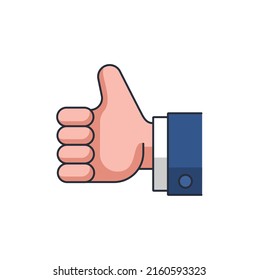 Colored thin icon of like hand, sign and symbol sign concept vector illustration.