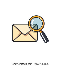 Colored thin icon of mail checking, business and finance concept vector illustration.