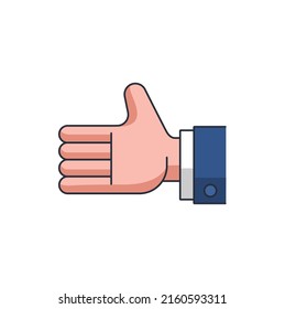 Icono delgado de color de la mano abierta, signo y símbolo de la imagen vectorial del concepto.