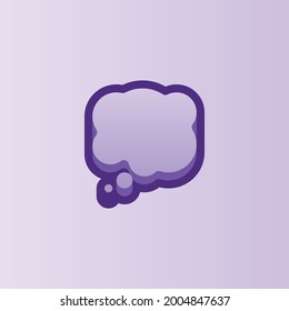 Colored think and talk speech bubbles on a gradient. Abstract clouds on isolation background. Sketchy doodles
