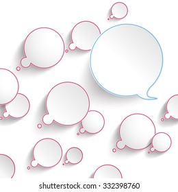 Colored thought and speech bubbles on the white background. Eps 10 vector file.