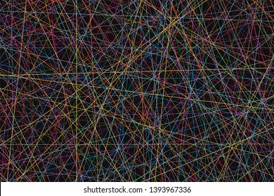 Colored thread on a black background. Original background from color lines for creativity and design.

