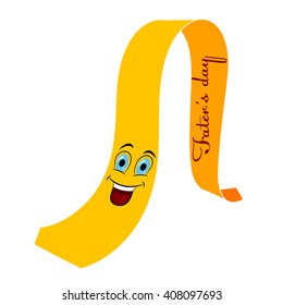 Colored tie with a mustache. Element for congratulations Father's Day. Cartoon design. Vector illustration