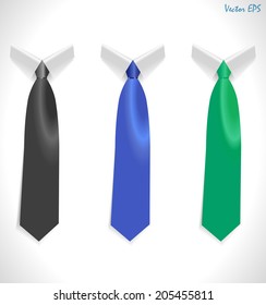Colored tie, striped silk ties collar template, Easy editable colors - vector eps10
