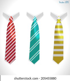 Colored tie, striped silk ties collar template, Easy editable colors - vector eps10