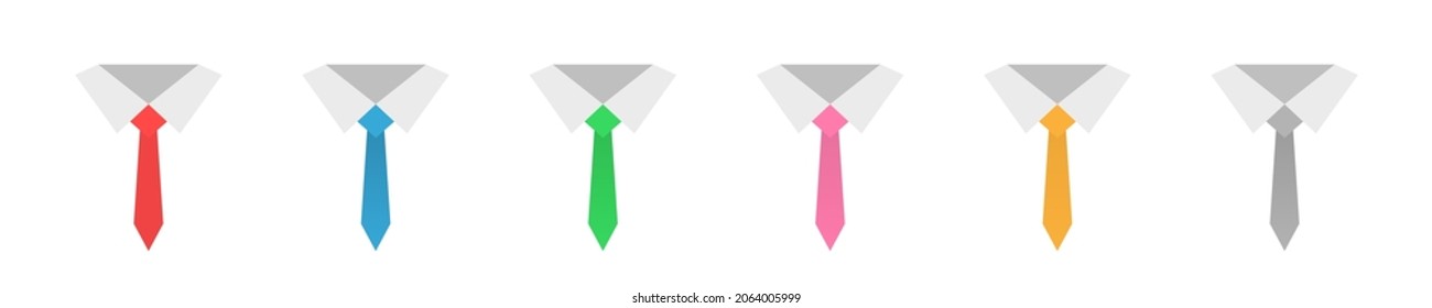 Colored ties different colors and textures vector icon set
