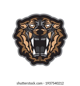 Colored Tiger print in boho style. Polynesian style tiger face. Isolated. Vector