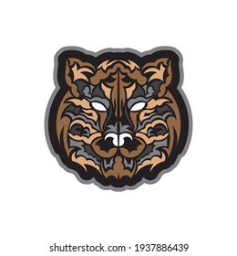 Colored Tiger print in boho style. Isolated. Vector