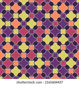 Baldosas de colores sobre un fondo negro. Vector de diseño sencillo y colorido. Impresión sencilla y sin inconvenientes para el diseño y la decoración. Diseño elegante de baldosas de cuatro puntas de color.