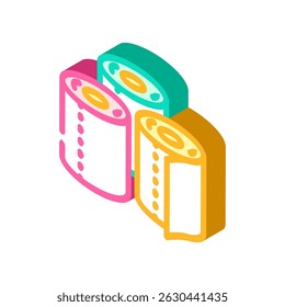 colored toilet paper isometric icon vector. colored toilet paper sign. isolated symbol illustration
