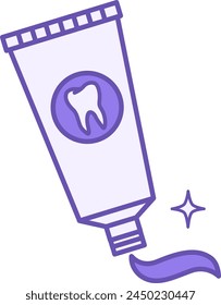 Colored Toothpaste Icon. Vector Icon of Tube and Toothpaste. Dental Care. Medicine and Dentistry Concept