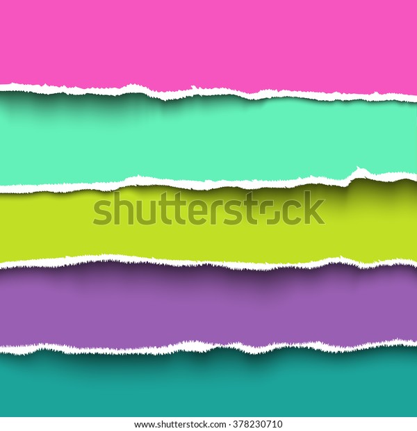 Colored torn paper colorful pieces. Vector design\
elements - multi colored paper with ripped edges. Vector paper\
stripe for scrapbooking with rough edges. Torn paper slices for\
banner, header,\
divider