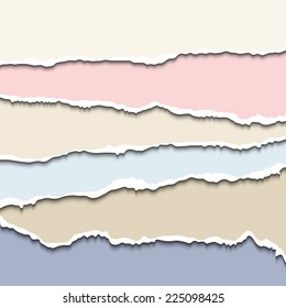 Colored Torn Paper Pastel Pieces. Vector EPS10 Illustration. Design Elements - Multi Colored Paper With Ripped Edges
