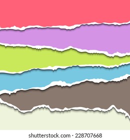 Colored torn paper strips. Vector EPS10 illustration. Design elements - paper with ripped edges