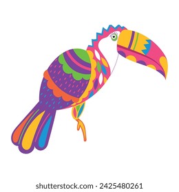 Colored toucan Tropical brazilian bird Vector illustration