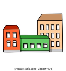 colored town houses. drawing