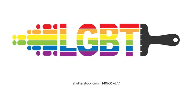 Colored trail from the construction of a spatula in the colours of the LGBT, flat design