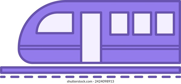 Colored Train Icon. Vector Icon of Train on Rails. Travel and Vacation Concept