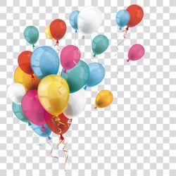 Colored And Transparent Balloons On The Checked Background. Eps 10 Vector File.