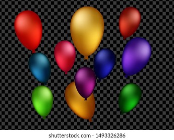 Colored and transparent balloons on the checked background. Eps 10 vector file.