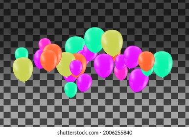 Colored and transparent balloons on the checked background