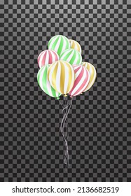 Colored and transparent balloons on the checked background. Eps 10 vector file.. for parties or celebrations