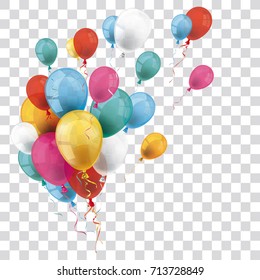 Colored and transparent balloons on the checked background. Eps 10 vector file. - Shutterstock ID 713728849