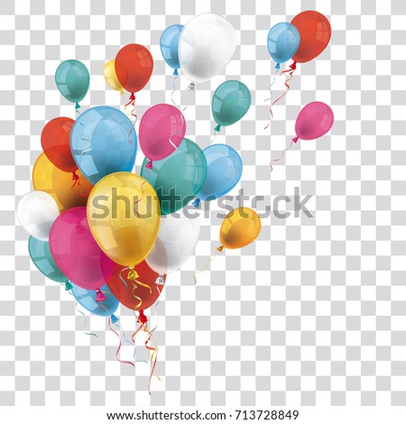 Colored and transparent balloons on the checked background. Eps 10 vector file.