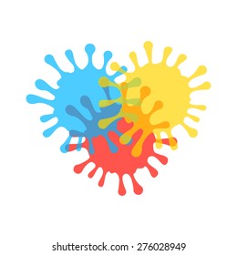 colored and transparent ink stains. concept of paintbrush stamp, splodge silhouette, stamp. flat style trendy modern logotype design vector illustration