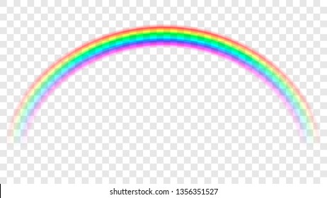 Colored transparent rainbow. Abstract vector image. Symbol of good luck and right path. Colorful weather element. Spectral gradient on the arc. Vector rainbow for overlaying on beautiful landscapes.