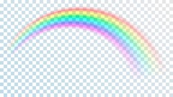 Colored Transparent Rainbow. Vector Illustration. Perspective Diagonal View. Multicoloured Circular Arc. Beautiful Meteorological Phenom Occurring After Rain. Fantasy Symbol Of Good Luck.
